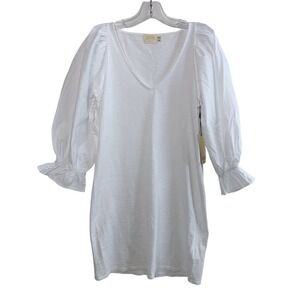 Nation LTD Oralia Flounce Mini Dress White Size Small NWT Puff Sleeve